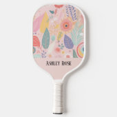 Personalisierte Pastell Floral Individuelle Name G Pickleball Schläger (Rückseite)