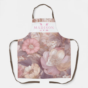 Personalisierte Pastell Floral mit Name und Monogr Schürze