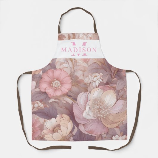 Personalisierte Pastell Floral mit Name und Monogr Schürze (Vorderseite)