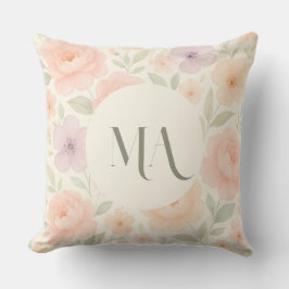 Personalisierte Pastell Floral Monogram Kissen