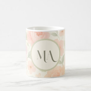 Personalisierte Pastell Floral Tasse mit Monogramm