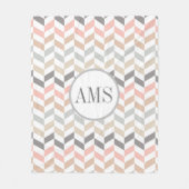Personalisierte Pastell Herringbone-Monogramm Fleecedecke (Vorderseite)