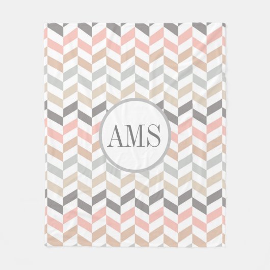 Personalisierte Pastell Herringbone-Monogramm Fleecedecke (Vorderseite)