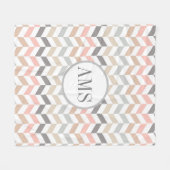 Personalisierte Pastell Herringbone-Monogramm Fleecedecke (Vorderseite (Horizontal))