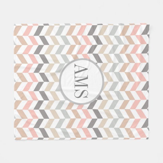 Personalisierte Pastell Herringbone-Monogramm Fleecedecke (Vorderseite (Horizontal))