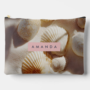 Personalisierte Pastell-Küsten-Muscheln auf Sand Zubehörtasche