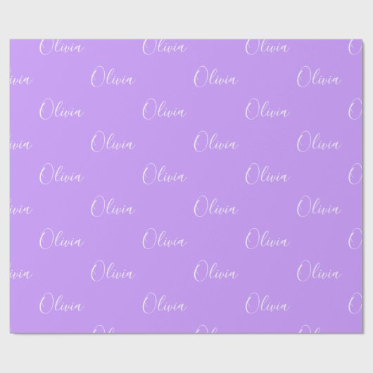 Personalisierte Pastell Lila Name Skript Geschenkpapier (Flach)