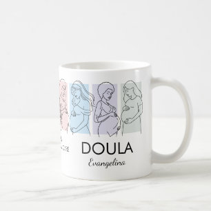 Personalisierte Pastell-Linienkunst DOULA Kaffeetasse