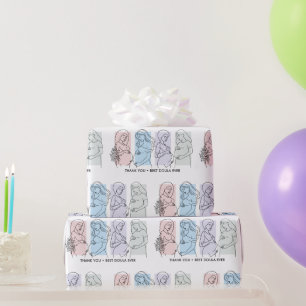 Personalisierte Pastell-Linienkunst DOULA Selbstfü Geschenkpapier