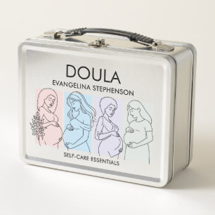 Personalisierte Pastell-Linienkunst DOULA Selbstfü Metall Brotdose