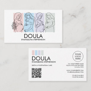 Personalisierte Pastell-Linienkunst DOULA Visitenkarte