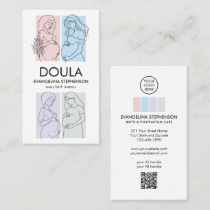 Personalisierte Pastell-Linienkunst DOULA Visitenkarte
