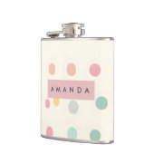 Personalisierte Pastell-Macaron-Polka-Punkte Flachmann (Links)