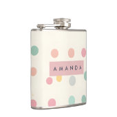 Personalisierte Pastell-Macaron-Polka-Punkte Flachmann (Rechts)