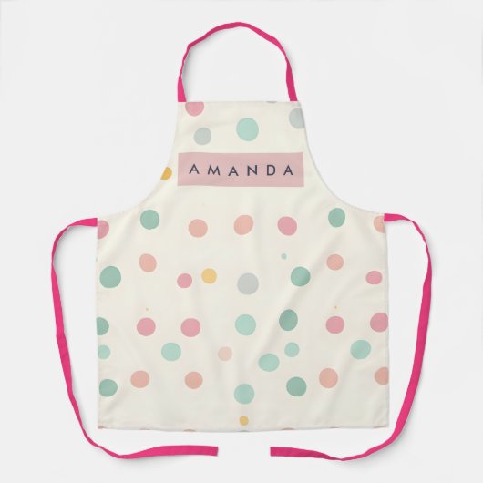 Personalisierte Pastell-Macaron-Polka-Punkte Schürze (Vorderseite)