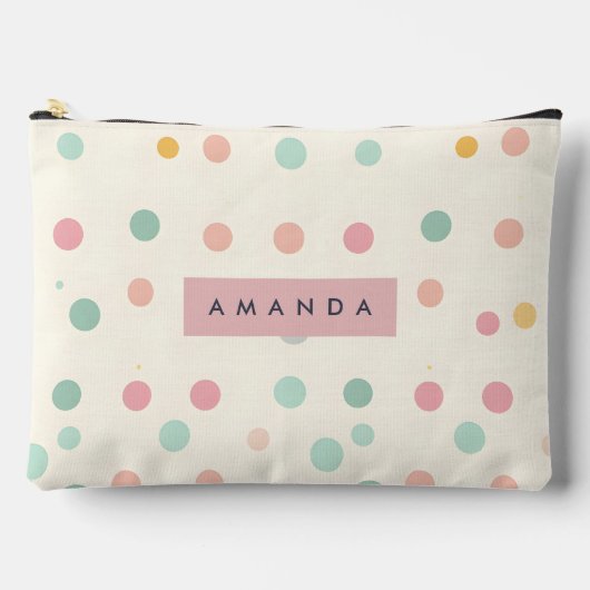 Personalisierte Pastell-Macarons Punkte-Muster Zubehörtasche (Vorderseite)