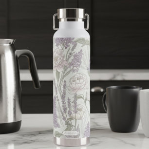 Personalisierte Pastell-Pfingstrose Lavendel  Trinkflasche