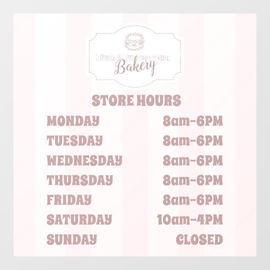 Personalisierte Pastell Pink Cake Bäckerei Fensteraufkleber (Blatt)