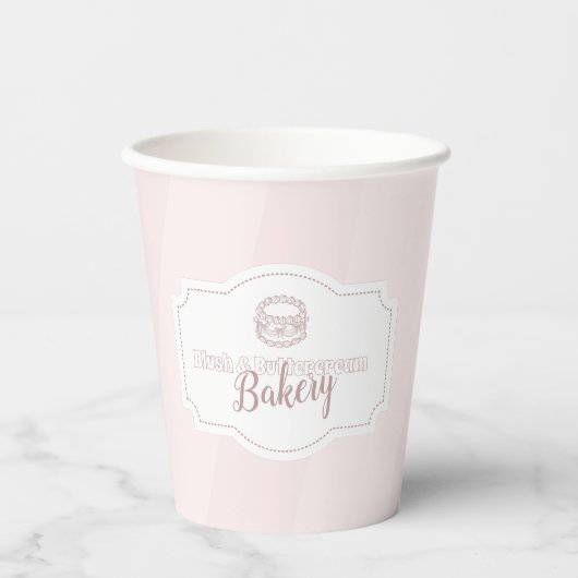 Personalisierte Pastell Pink Cake Bäckerei Pappbecher (Vorderseite)