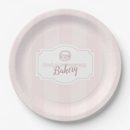 Personalisierte Pastell Pink Cake Bäckerei Pappteller (Vorderseite)