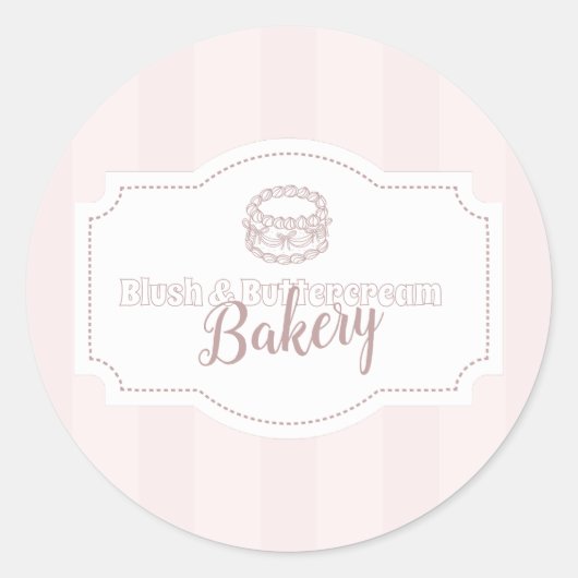 Personalisierte Pastell Pink Cake Bäckerei Runder Aufkleber (Vorderseite)