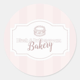 Personalisierte Pastell Pink Cake Bäckerei Runder Aufkleber