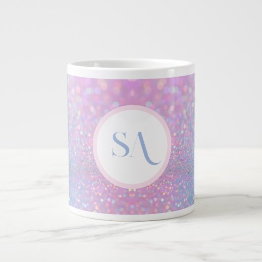 Personalisierte Pastell Pink-Glitzer-Tasse mit Mon Jumbo-Tasse (Vorderseite)