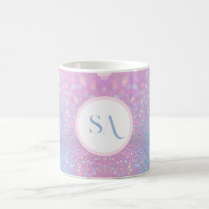 Personalisierte Pastell Pink-Glitzer-Tasse mit Mon Kaffeetasse