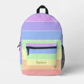 Personalisierte Pastell Rainbow Farbige Streifen Bedruckter Rucksack (Vorderseite)