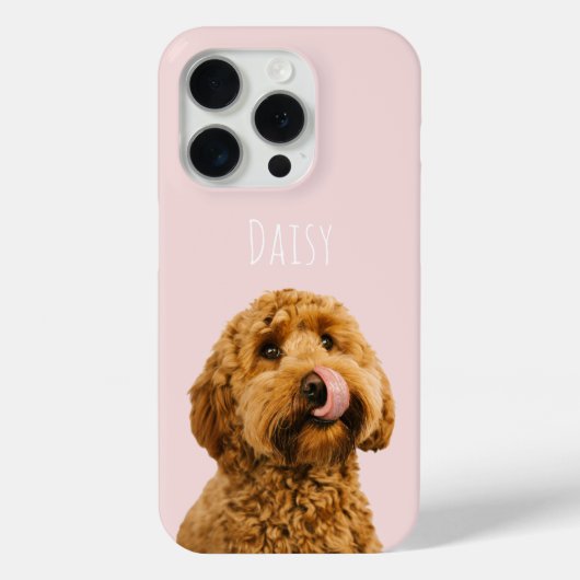 Personalisierte Pastell Rosa Telefonzelle mit Hund Case-Mate iPhone Hülle (Rückseite)