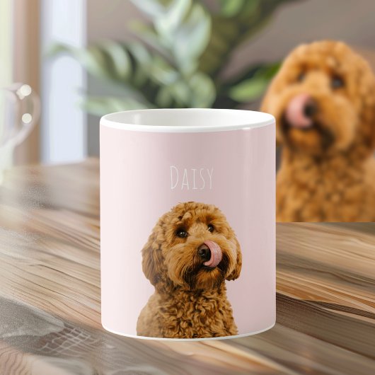 Personalisierte Pastell Rosa Telefonzelle mit Hund Kaffeetasse
