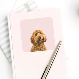 Personalisierte Pastell Rosa Telefonzelle mit Hund Quadratischer Aufkleber