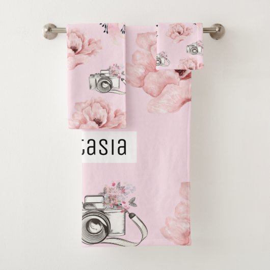 Personalisierte Pastell-Rose Badhandtuch Set (Insitu)