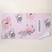 Personalisierte Pastell-Rose Strandtuch (Vorderseite)