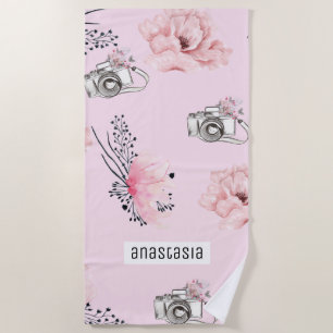 Personalisierte Pastell-Rose Strandtuch