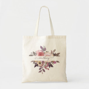 Personalisierte Pastell-Rosé und Lila Blumen-Tasch Tragetasche