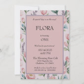 Personalisierte Pastell-Rose und Tulpen Einladung (Vorderseite)