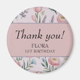 Personalisierte Pastell-Rose und Tulpen Magnet