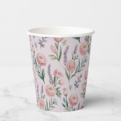 Personalisierte Pastell-Rose und Tulpen Pappbecher (Rückseite)