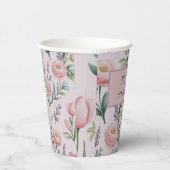 Personalisierte Pastell-Rose und Tulpen Pappbecher (Rechts)