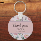 Personalisierte Pastell-Rose und Tulpen Schlüsselanhänger (Vorderseite)