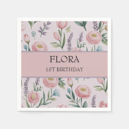 Personalisierte Pastell-Rose und Tulpen Serviette