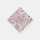 Personalisierte Pastell-Rose und Tulpen Serviette (Ecke)