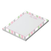 Personalisierte Pastell Stripe Lehrer Geschenk Notizblock (Rotiert)