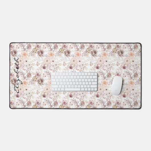 Personalisierte Pastell Wasserfarbe Farbige Rose Schreibtischunterlage (Tastatur & Maus)