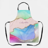 Personalisierte Pastell Watercolor Agate Schürze (Vorderseite)