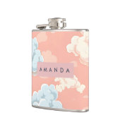 Personalisierte Pastell-Wolken-Traumlandschaft Flachmann (Links)