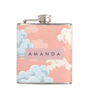 Personalisierte Pastell-Wolken-Traumlandschaft Flachmann