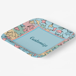 Personalisierte Pastellblätter Bunt Pappteller