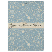 Personalisierte Pastellblau und Taupe Muster Klemmbrett (Rückseite)
